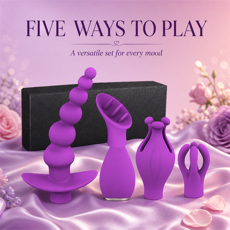 5-in-1 Interchangeable Personal Massager Set | 10 Vibration Levels