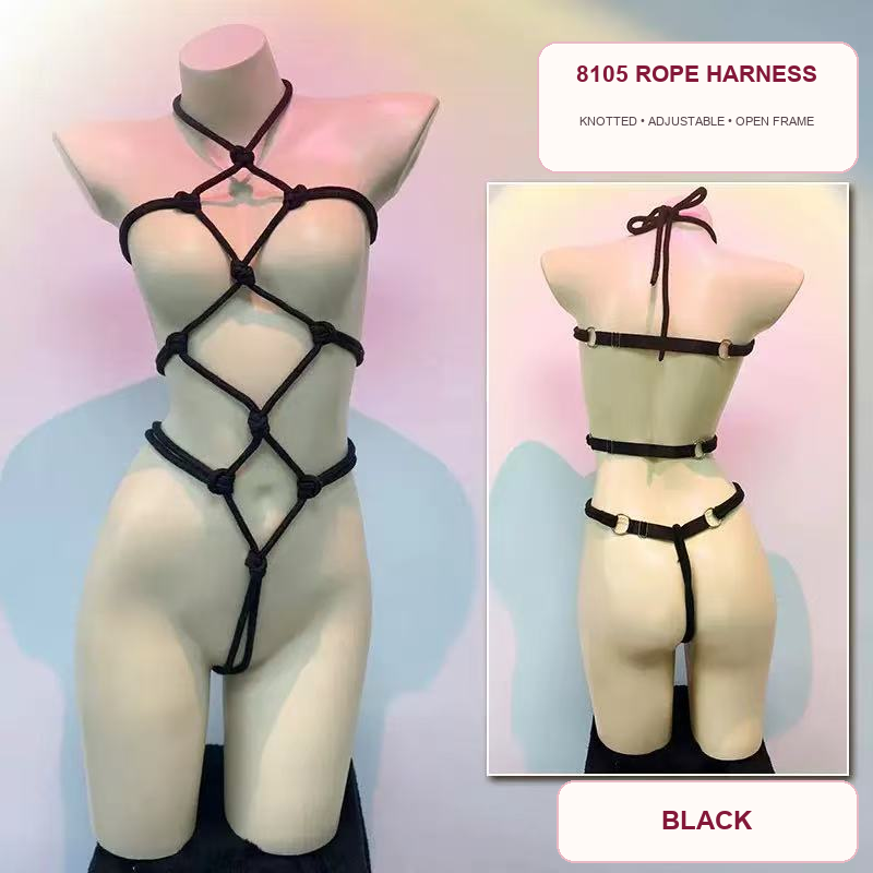 Knotted Temptation Adjustable Rope Harness – Open-Frame Full-Body Bondage Lingerie