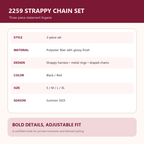 Midnight Chain Harness Three-Piece Lingerie Set – Glossy Cutout Bra, Minimal Brief and Double Thigh Garters