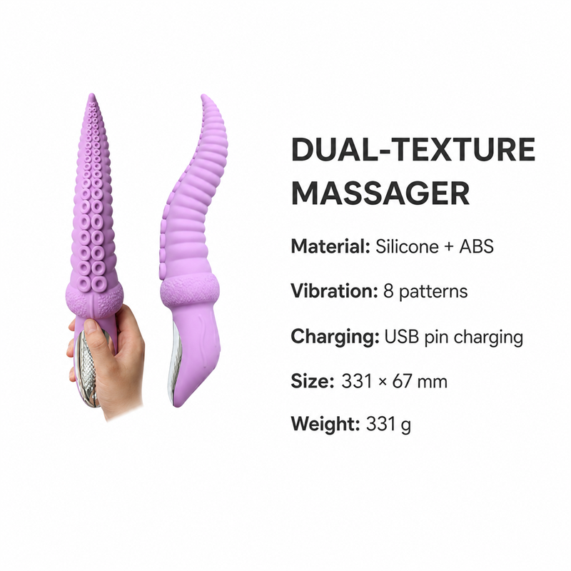 Dual-Texture Vibrating Massager | Flexible Ridges &amp; Raised Contact Points  Description: