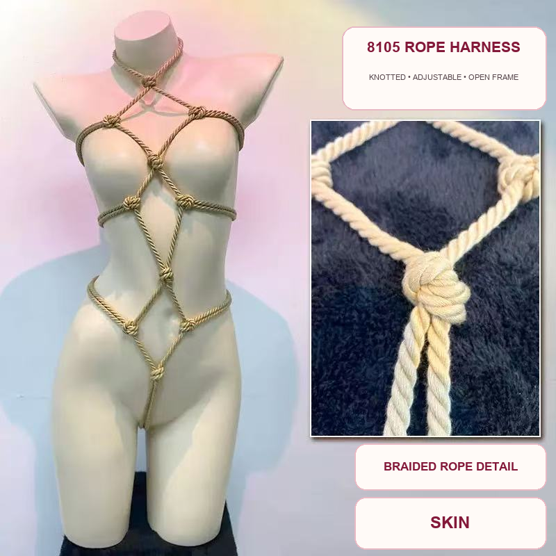Knotted Temptation Adjustable Rope Harness – Open-Frame Full-Body Bondage Lingerie