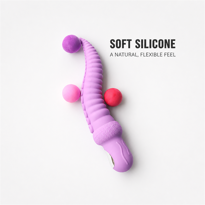 Dual-Texture Vibrating Massager | Flexible Ridges &amp; Raised Contact Points  Description: