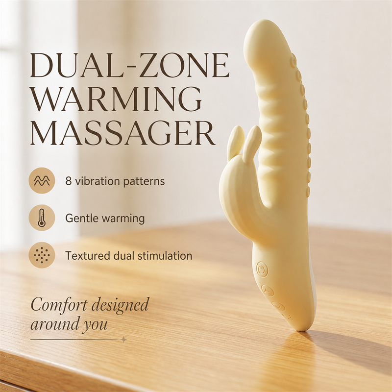 Dual-Zone Warming Personal Massager – 8 Vibration Patterns, Textured Contact & IPX6 Water Resistance
