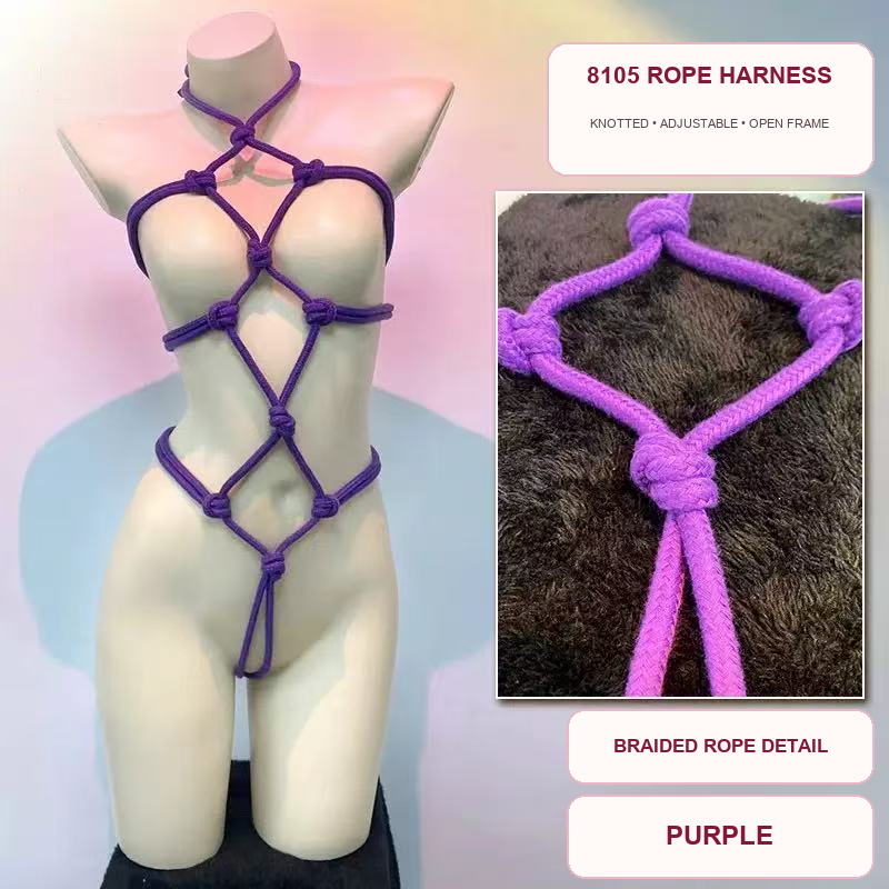Knotted Temptation Adjustable Rope Harness – Open-Frame Full-Body Bondage Lingerie