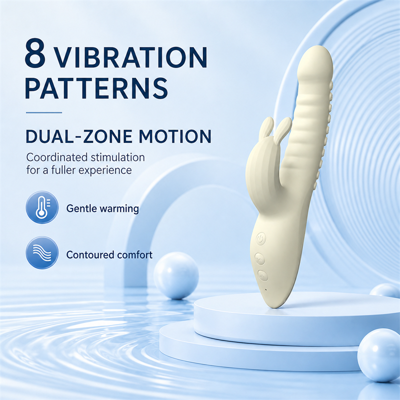 Dual-Zone Warming Personal Massager – 8 Vibration Patterns, Textured Contact & IPX6 Water Resistance