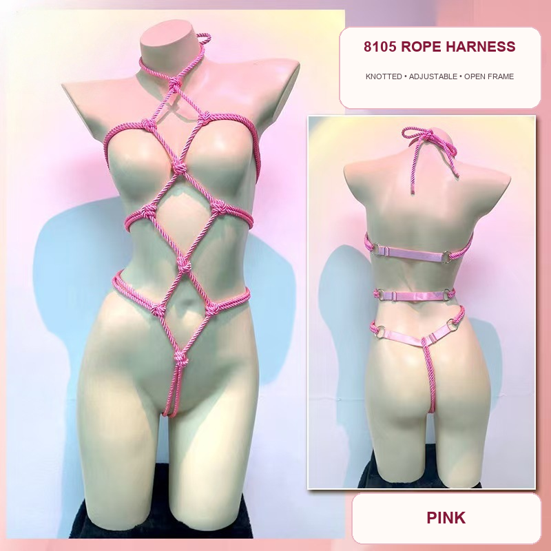 Knotted Temptation Adjustable Rope Harness – Open-Frame Full-Body Bondage Lingerie