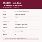 Obsidian Harness Zip-Front Bodysuit – Sheer Mesh Cups and Extended Crotch-Zip Styling