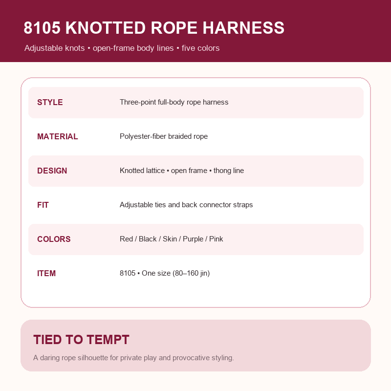 Knotted Temptation Adjustable Rope Harness – Open-Frame Full-Body Bondage Lingerie