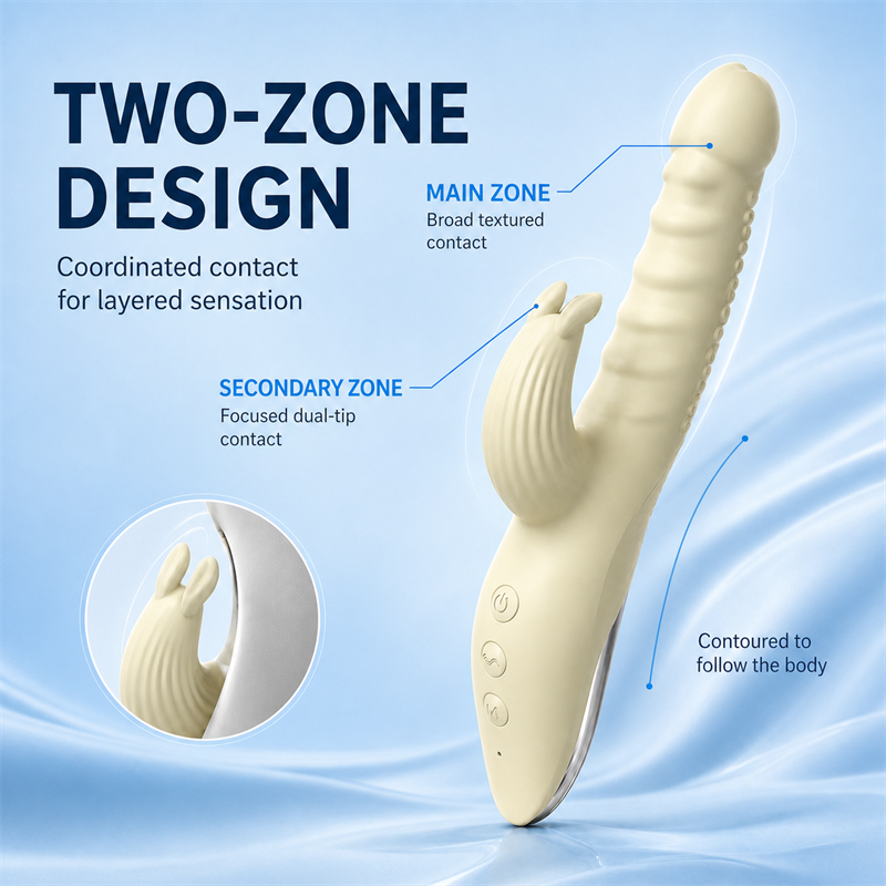 Dual-Zone Warming Personal Massager – 8 Vibration Patterns, Textured Contact & IPX6 Water Resistance