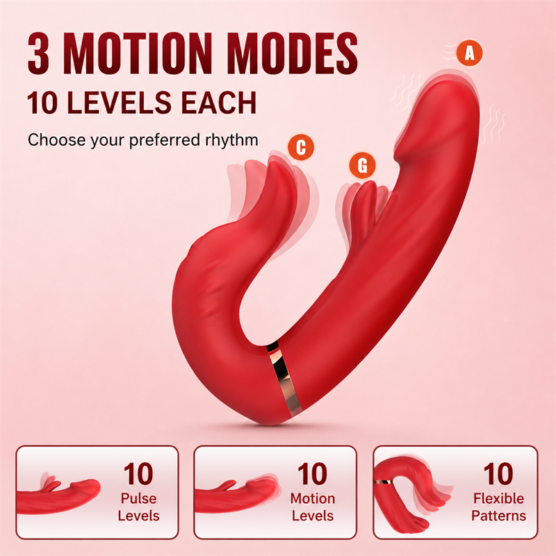 Action Thrusting & Tongue-Motion Pleasure Massager – 3 Modes × 10 Levels, Flexible Touch & IPX6 Water Resistance