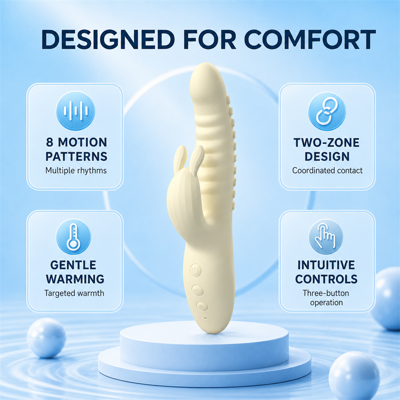 Dual-Zone Warming Personal Massager – 8 Vibration Patterns, Textured Contact & IPX6 Water Resistance