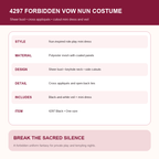 Forbidden Vow Sheer Nun Costume Set – Cross-Appliqué Cutout Mini Dress and Matching Veil