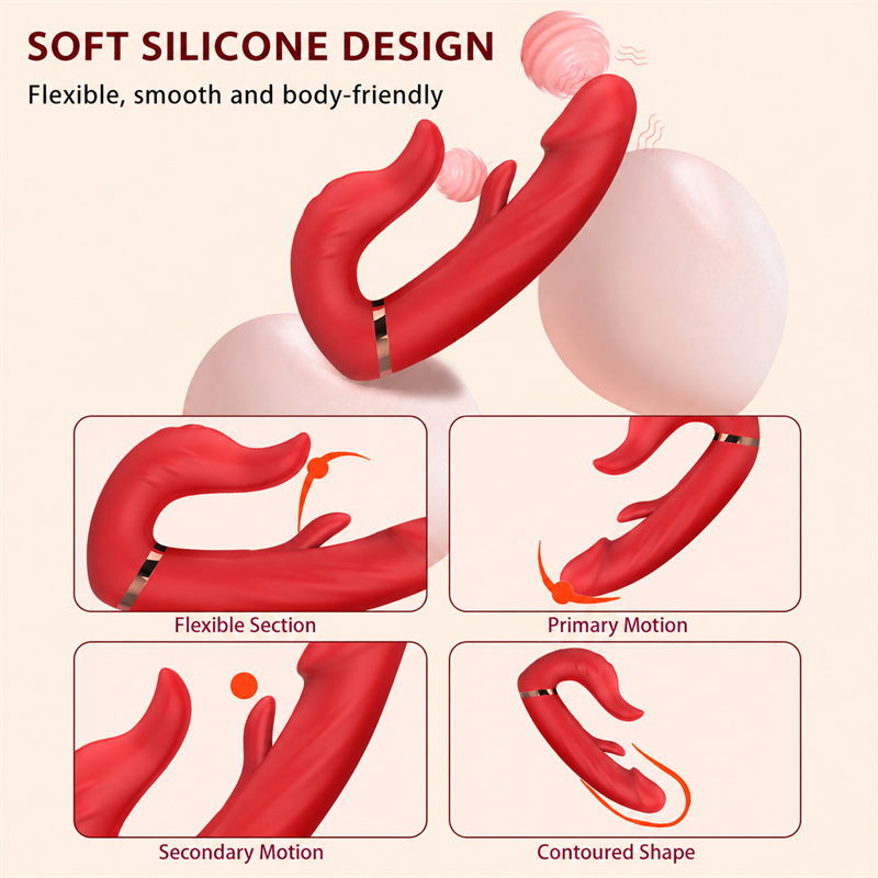 Action Thrusting & Tongue-Motion Pleasure Massager – 3 Modes × 10 Levels, Flexible Touch & IPX6 Water Resistance