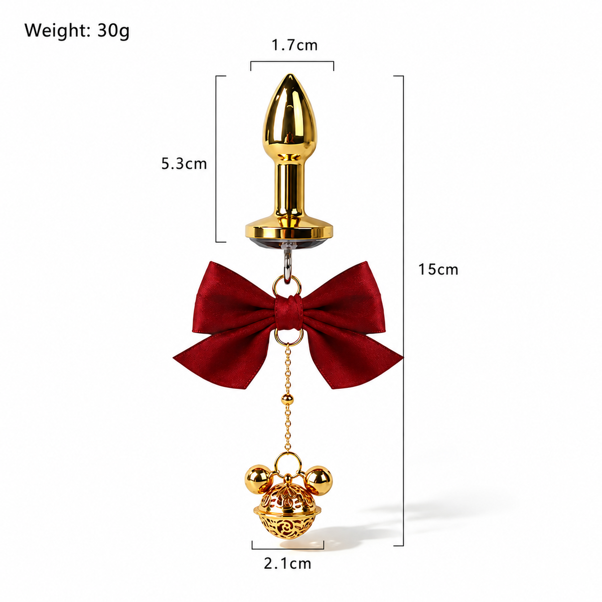 Title Bow Charm Tapered Butt Plug with Bell Pendant | Decorat