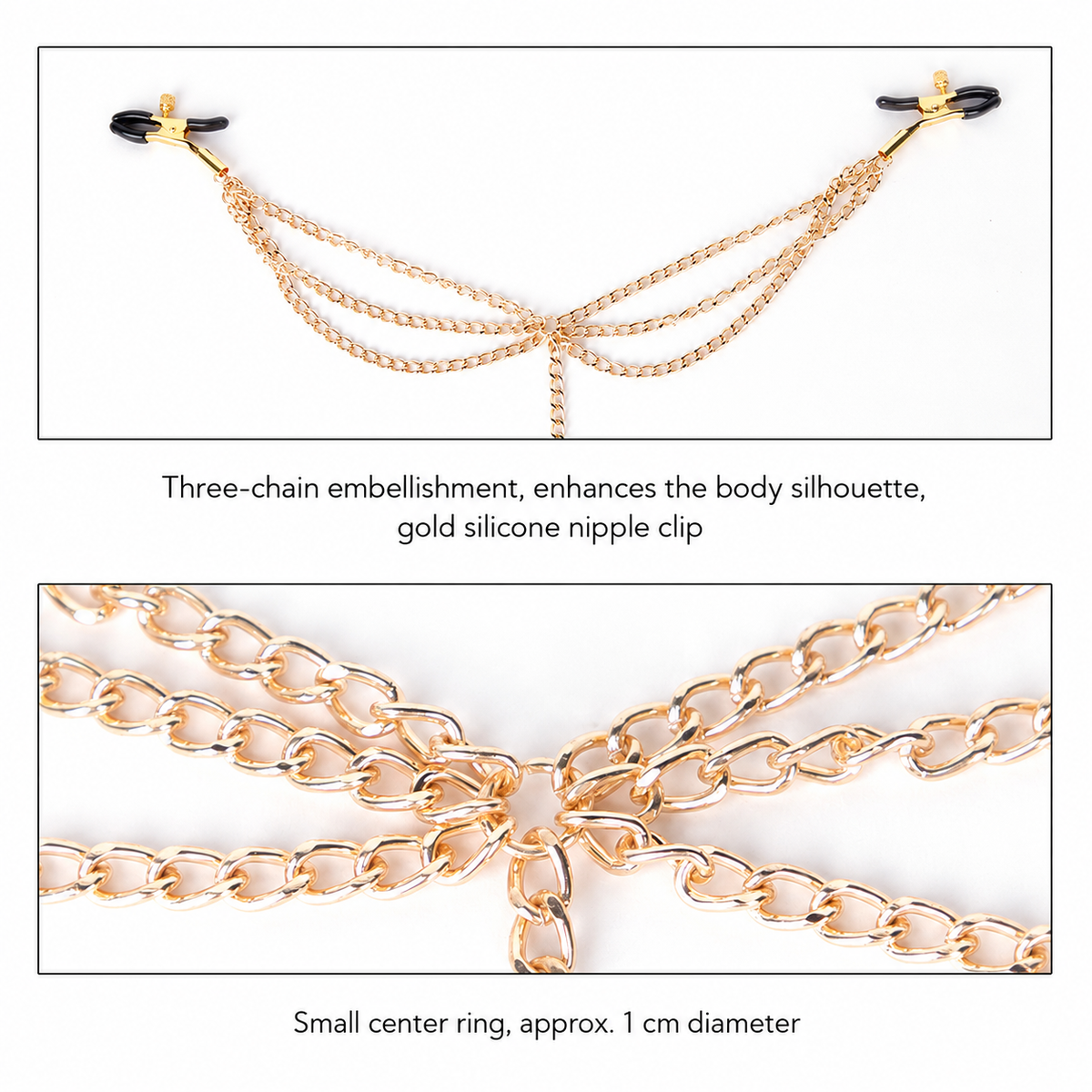 Three-Clip Nipple & Intimate Chain Set | Sensual Multi-Point Teasing Body Accessory.