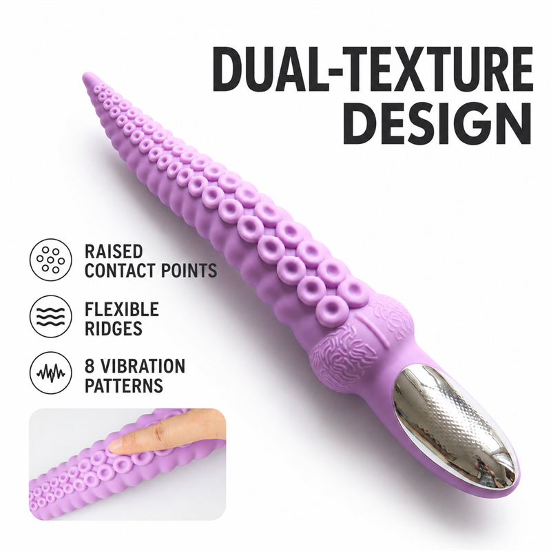 Dual-Texture Vibrating Massager | Flexible Ridges &amp; Raised Contact Points  Description: