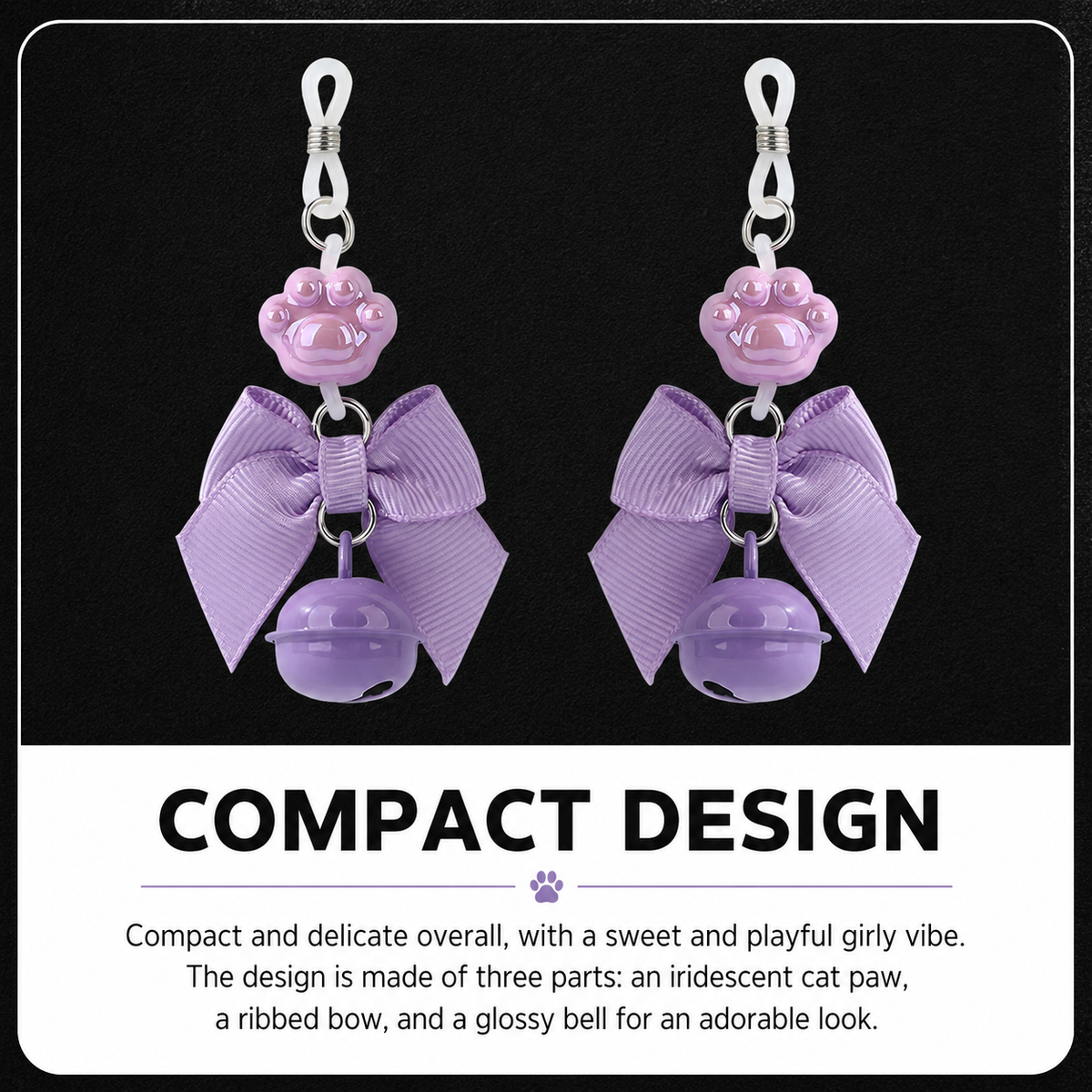 Cat Paw Bow Nipple Clamps with Bell Charms | Playful Sensual Breast Clips.