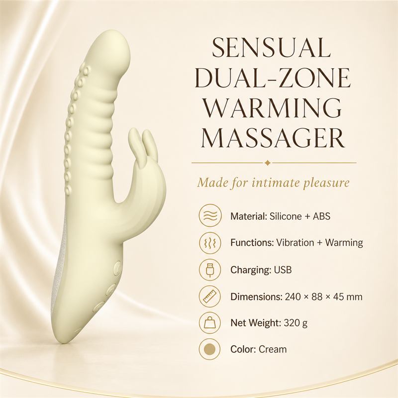Dual-Zone Warming Personal Massager – 8 Vibration Patterns, Textured Contact & IPX6 Water Resistance