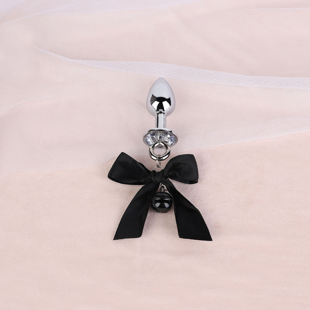 Jeweled Bow Butt Plug with Bell Charm | Sensual Dangling Anal Toy Description