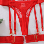 Midnight Lace Garter Lingerie Set – Sheer Floral Lace with Statement Straps