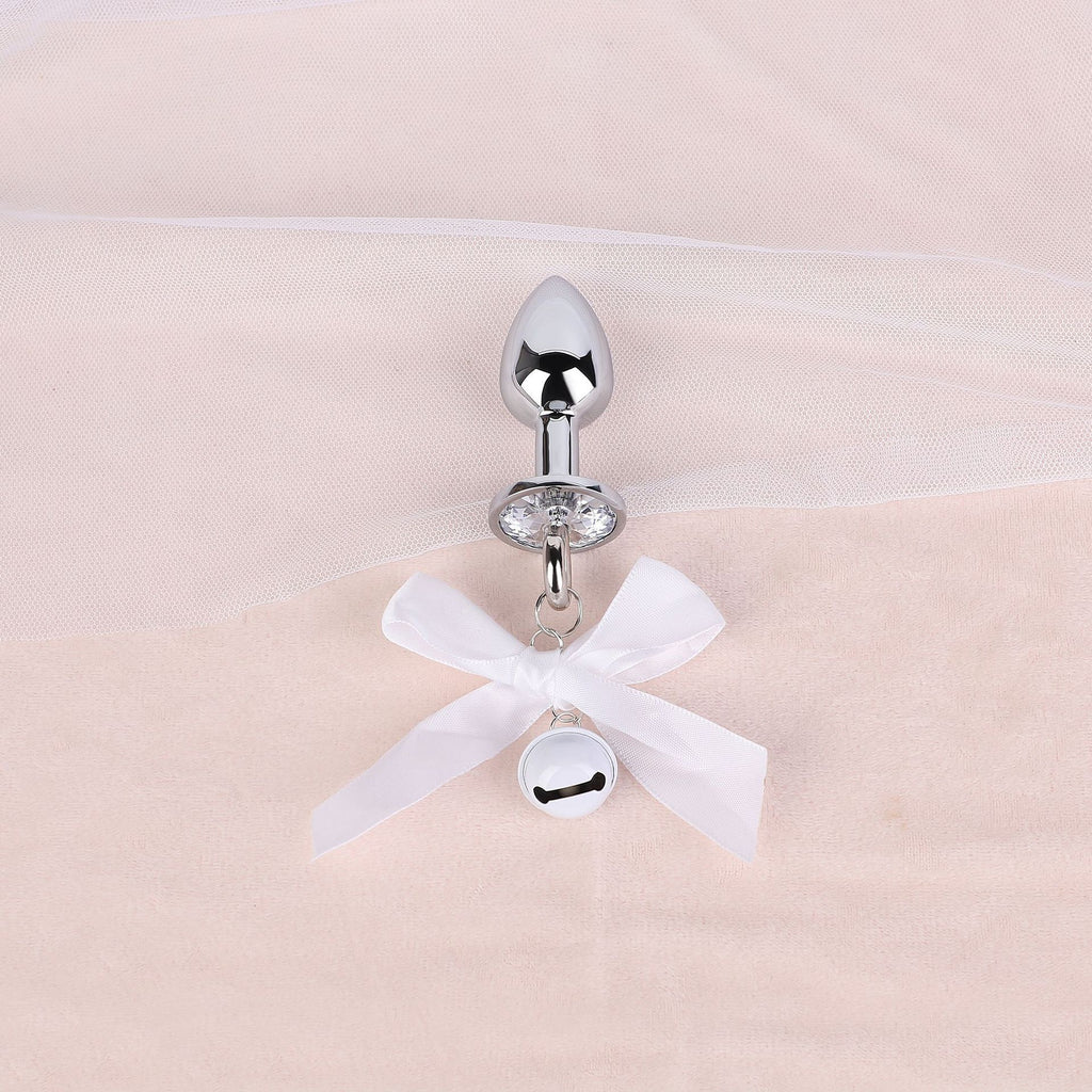 Jeweled Bow Butt Plug with Bell Charm | Sensual Dangling Anal Toy Description