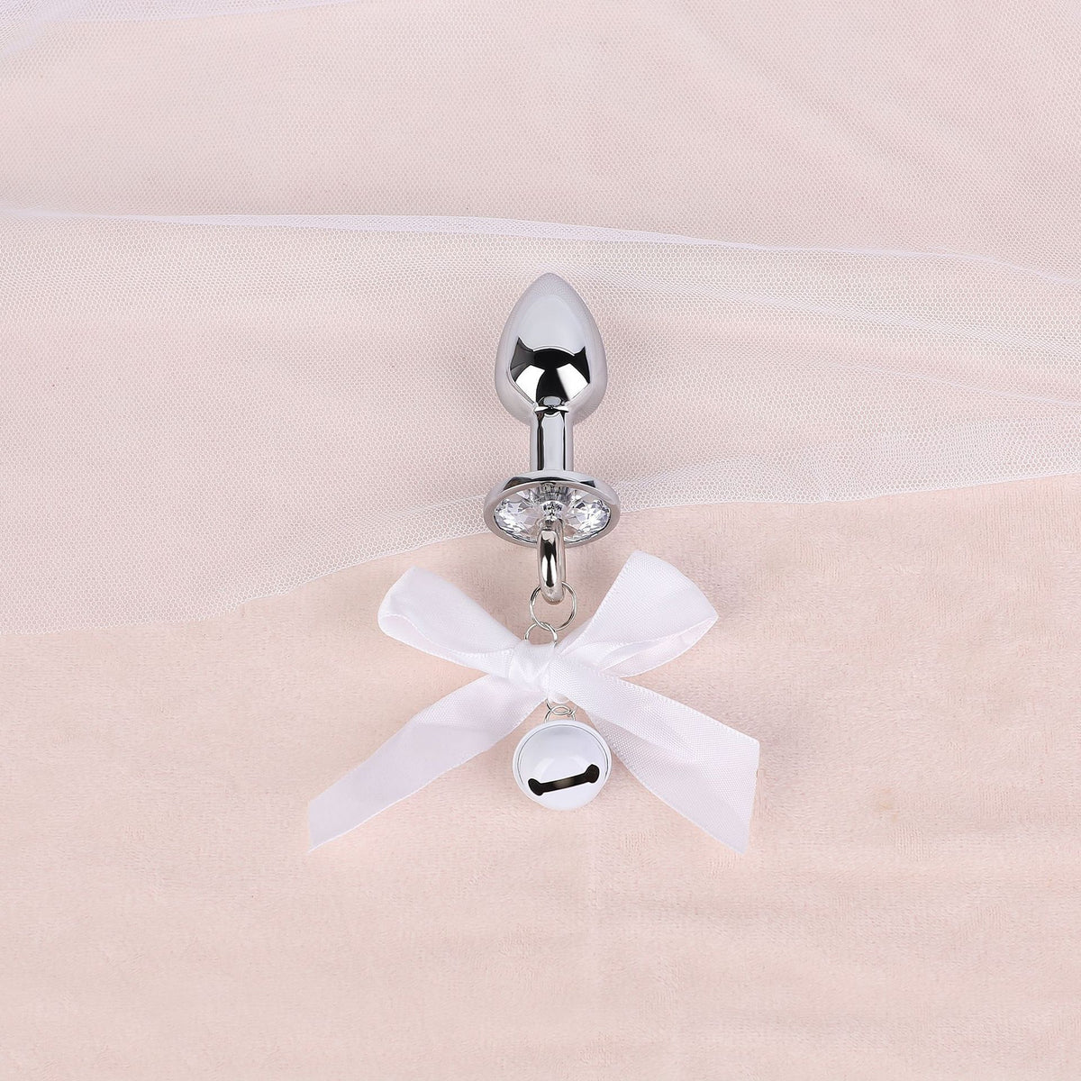 Jeweled Bow Butt Plug with Bell Charm | Sensual Dangling Anal Toy Description