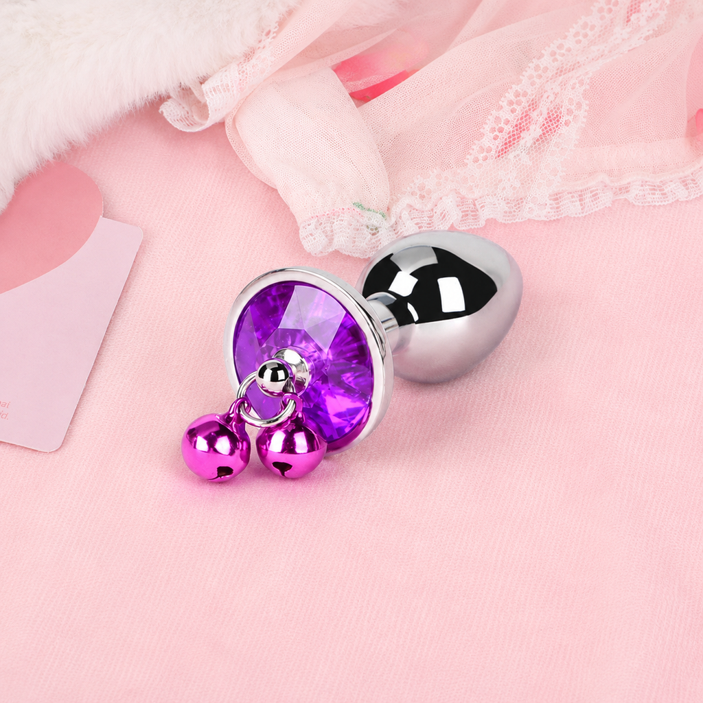 Jeweled Bow Butt Plug with Bell Charm | Flirty Dangling Anal Toy Description