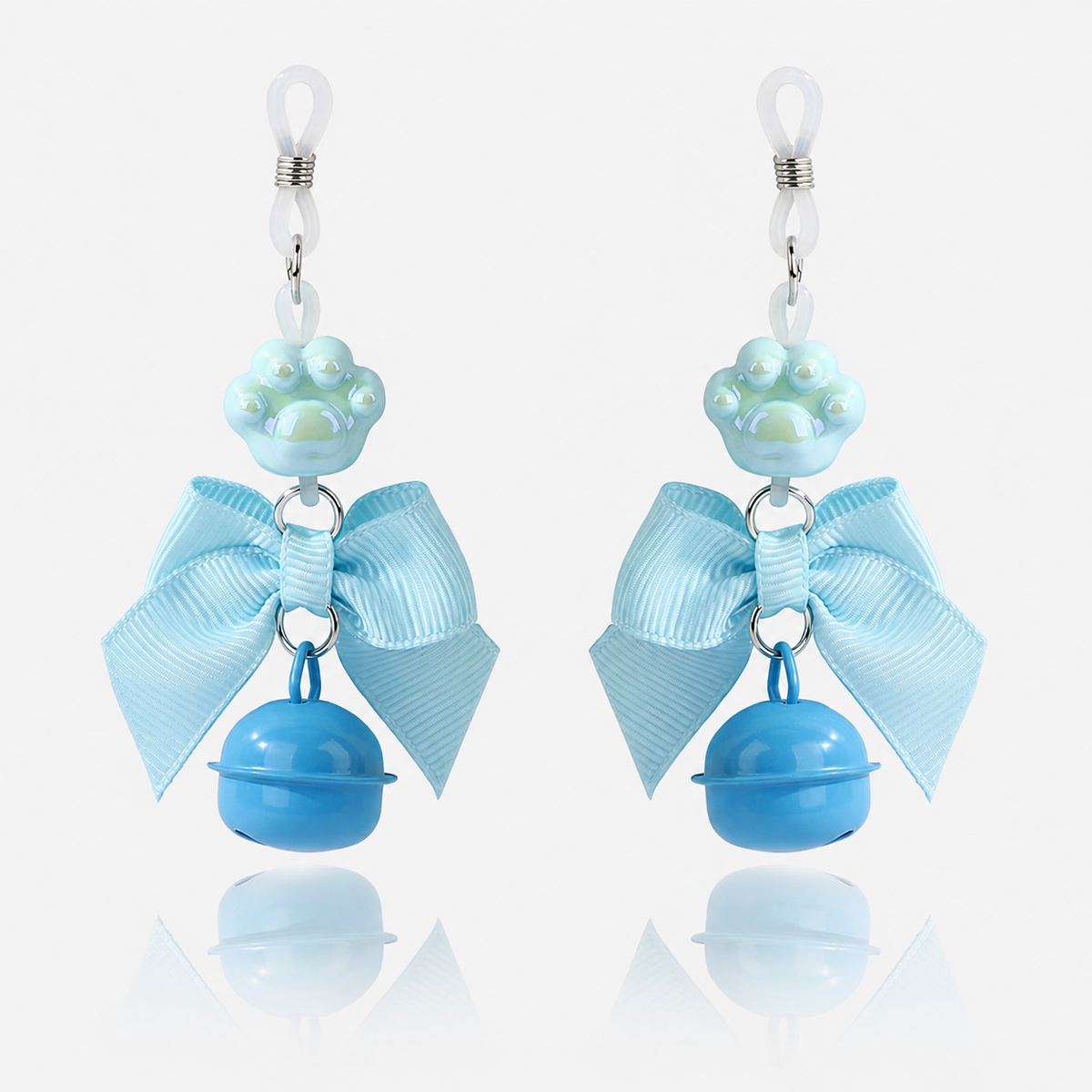 Cat Paw Bow Nipple Clamps with Bell Charms | Playful Sensual Breast Clips.