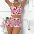 Playful Temptation Strappy Bralette & High-Waist Short Lingerie Set.