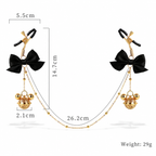 Title Adjustable Nipple Clamps with Bow & Bell Charms | Decorative Chain Body Jewelry