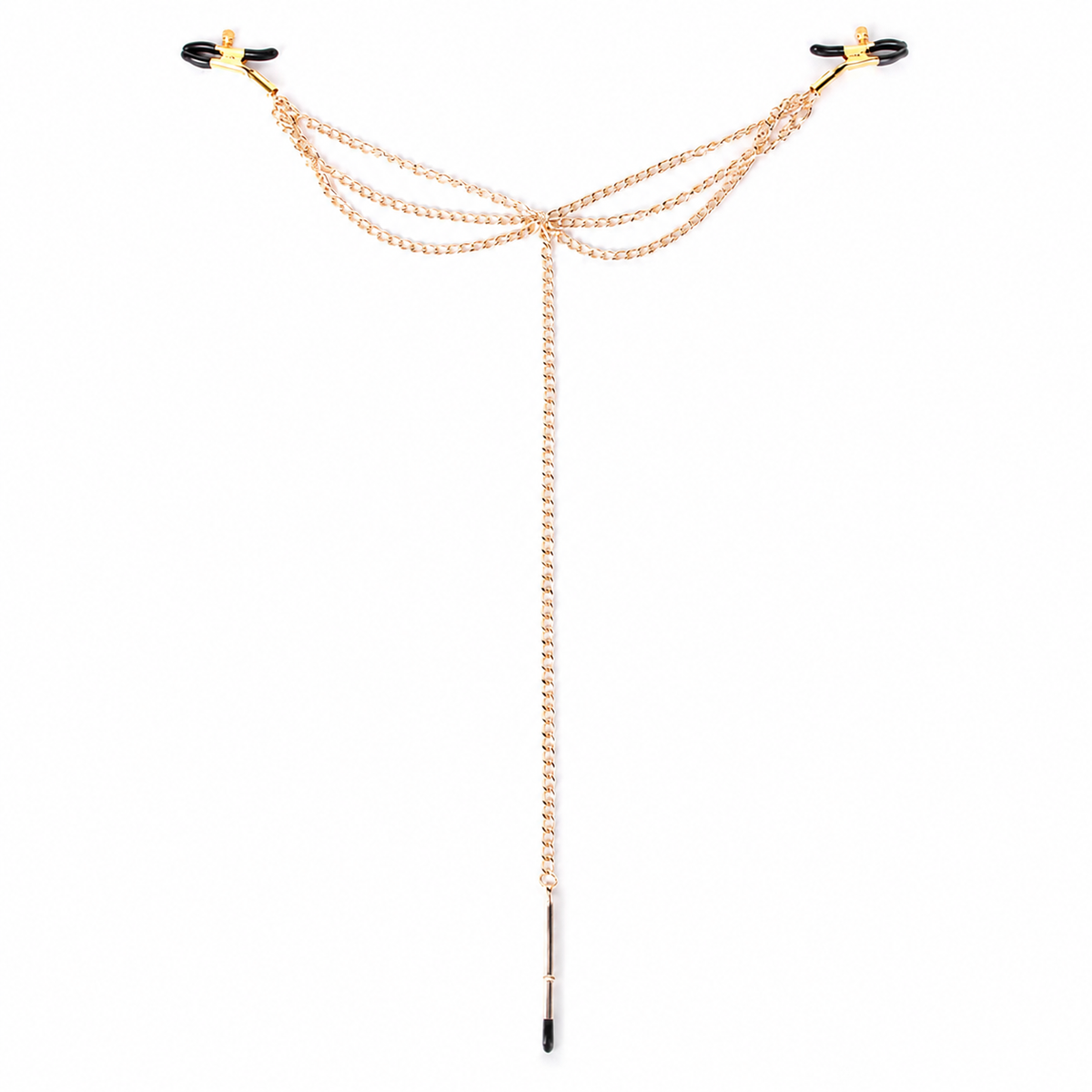 Three-Clip Nipple & Intimate Chain Set | Sensual Multi-Point Teasing Body Accessory.