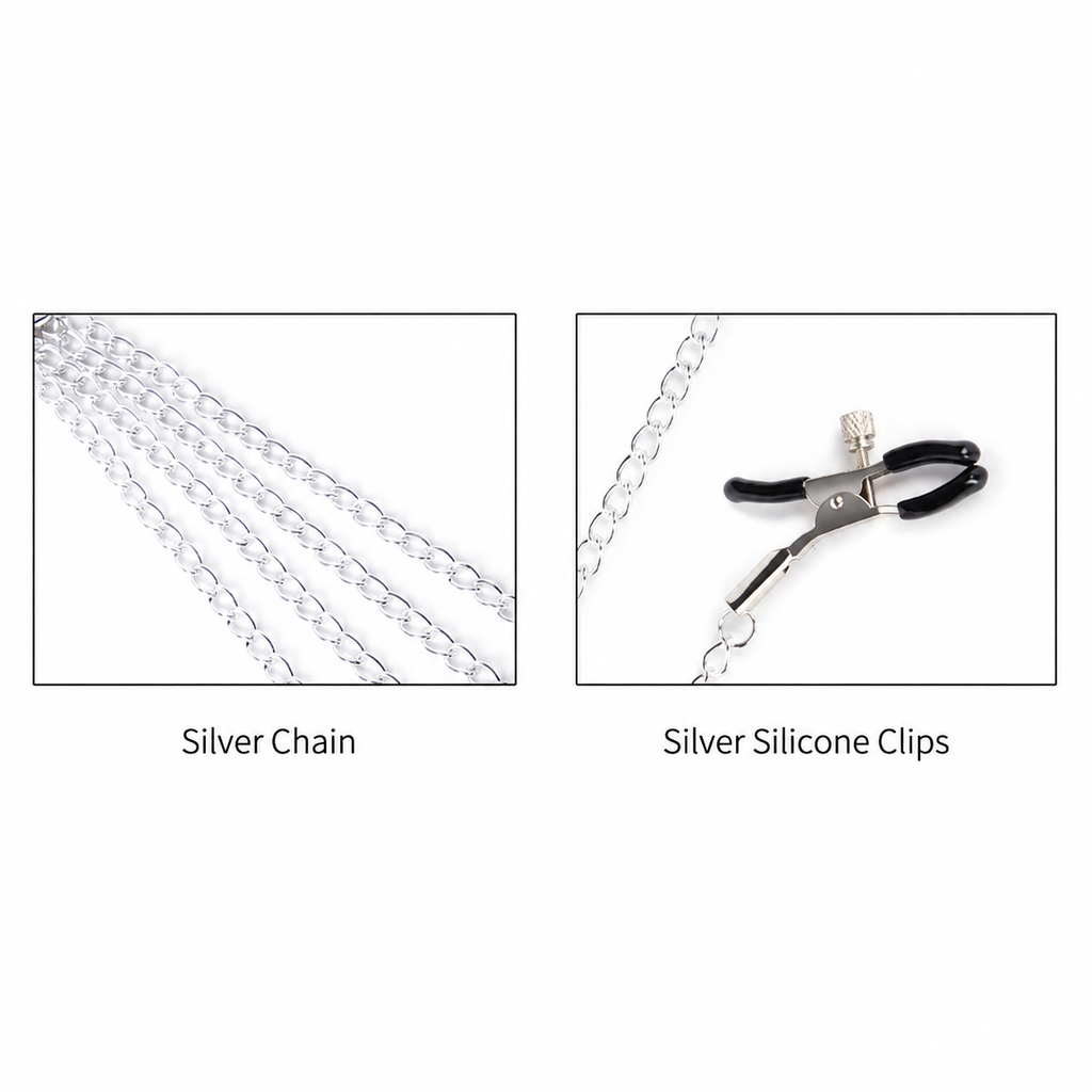 Bow & Bell Nipple Clamps with Chain | Sensual Adjustable Breast Play Accessory