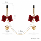 Bow & Bell Nipple Clamps with Chain | Sensual Adjustable Breast Play Accessory