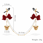 Title Adjustable Nipple Clamps with Bow & Bell Charms | Decorative Chain Body Jewelry
