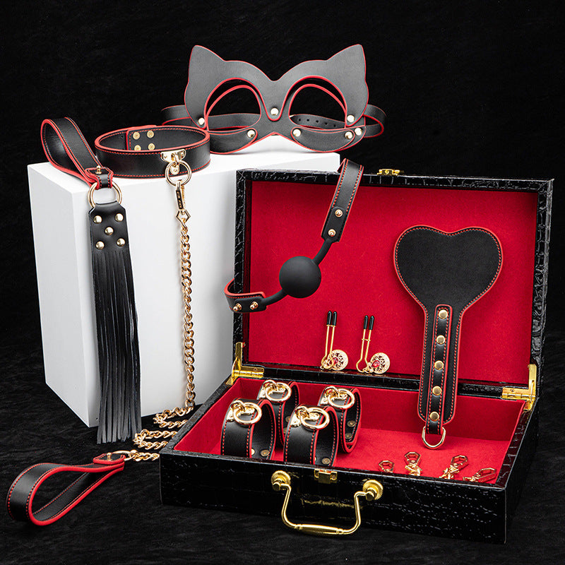 Midnight Temptation 8-Piece BDSM Kit | Genuine Leather Bondage Set for Couples Description