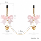 Bow & Bell Nipple Clamps with Chain | Sensual Adjustable Breast Play Accessory
