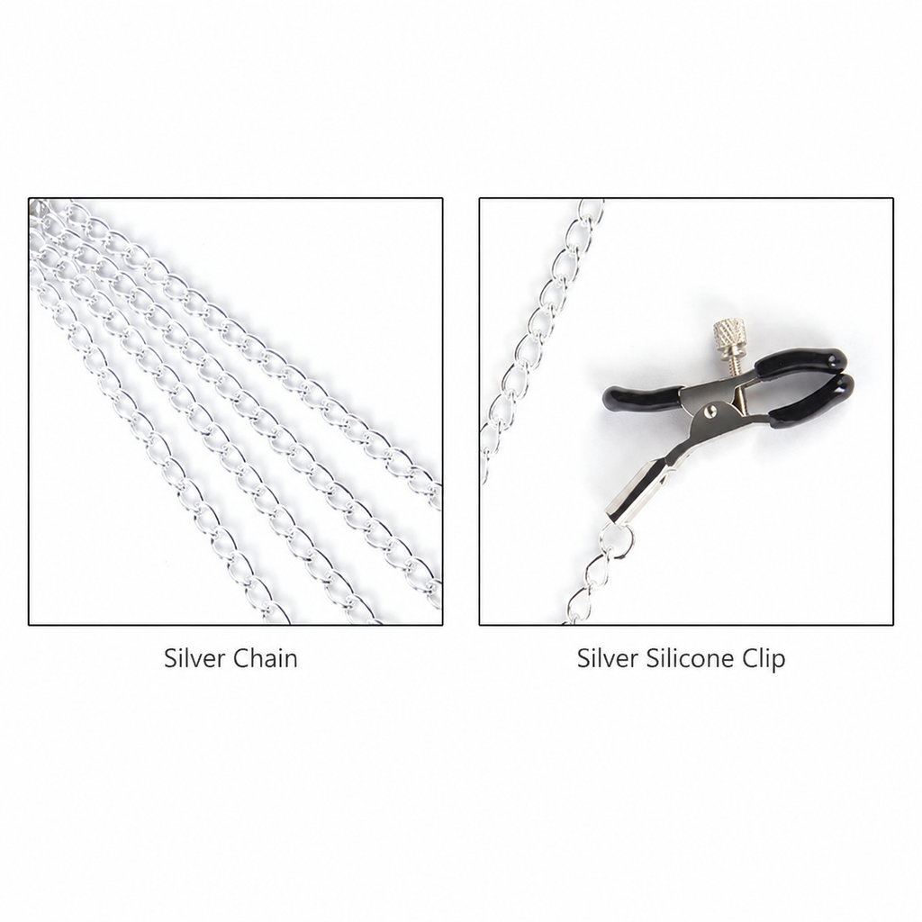 Three-Clip Nipple & Intimate Chain Set | Sensual Multi-Point Teasing Body Accessory.