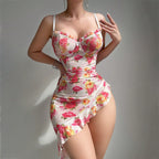 English: After Hours Asymmetrical Ruffle Lingerie Dress.