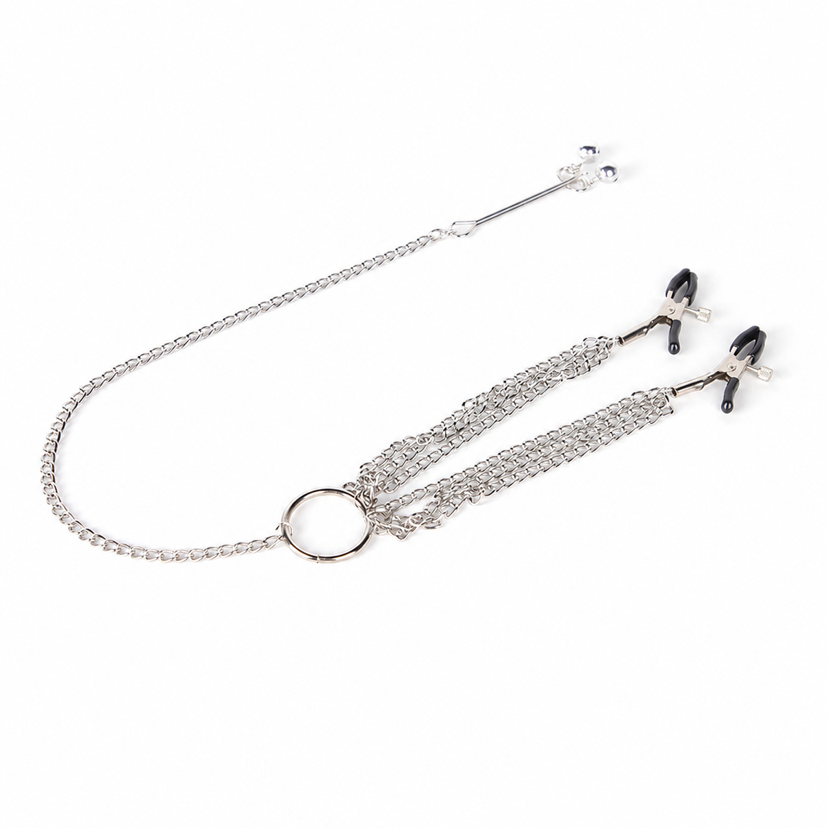 Three-Clip Nipple & Intimate Chain Set | Sensual Multi-Point Teasing Body Accessory.