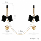 Bow & Bell Nipple Clamps with Chain | Sensual Adjustable Breast Play Accessory