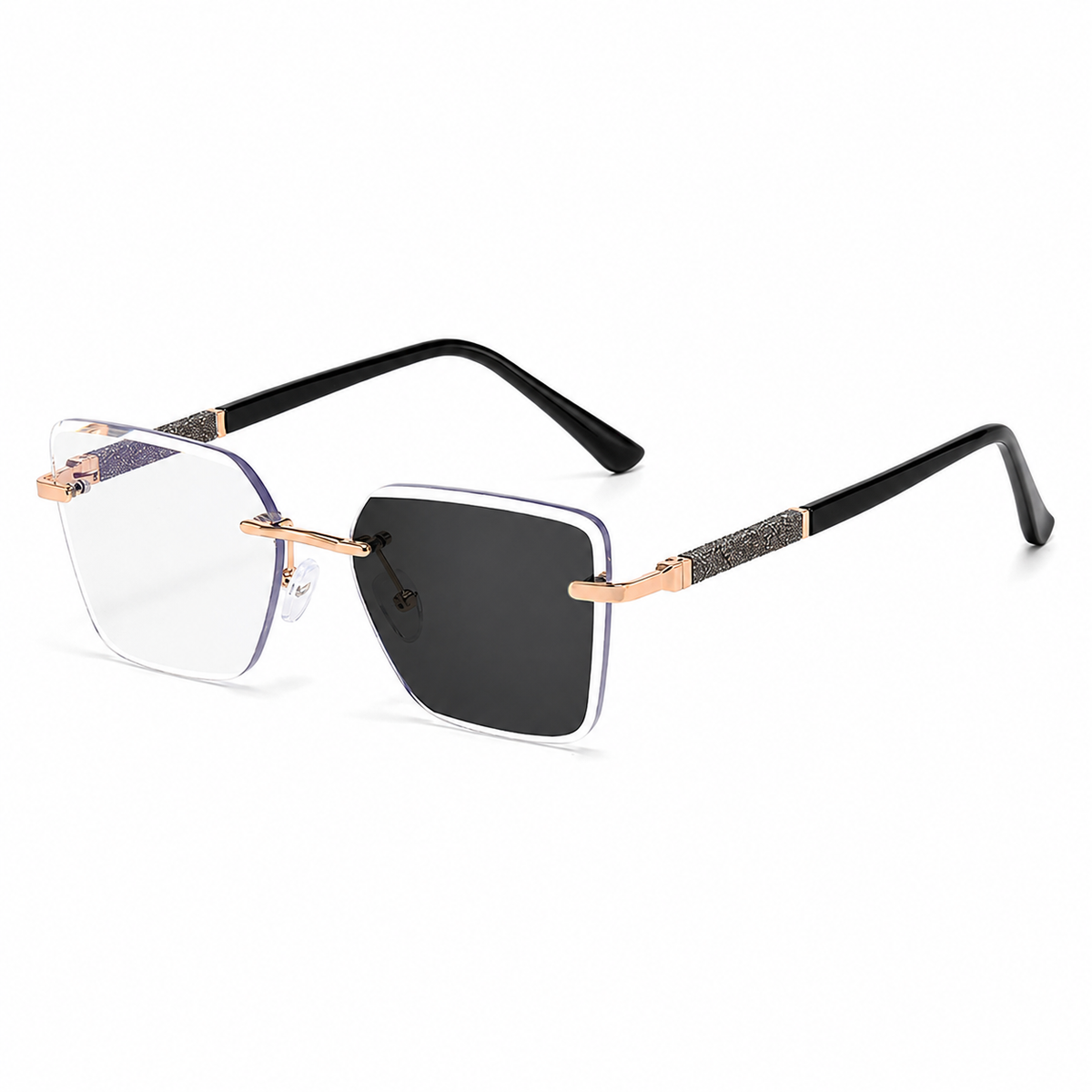 Spring Hinge + Diamond-Cut Edge Geometric Photochromic Sunglasses | Made for commuting and changing light | KJL-95030