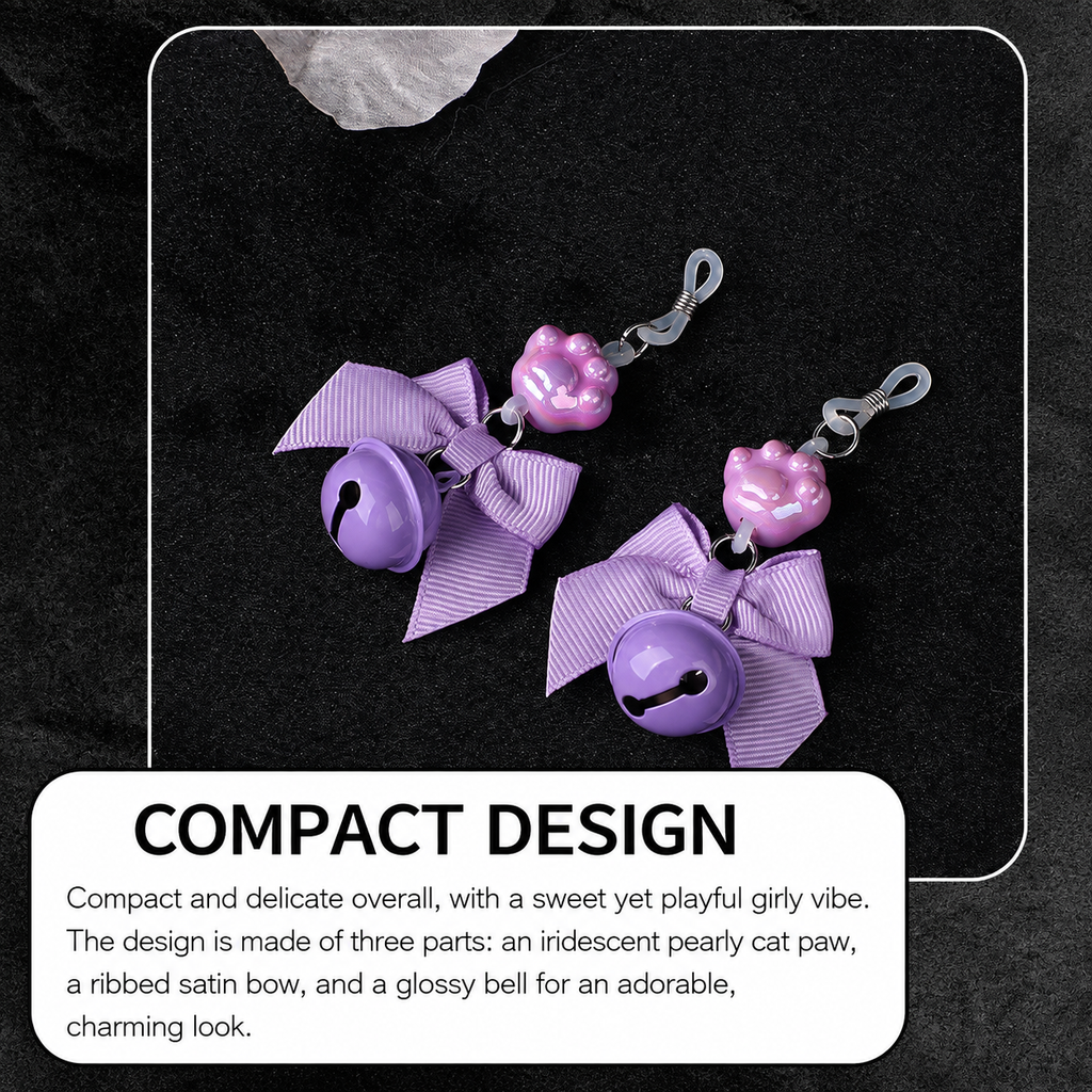 Cat Paw Bow Nipple Clamps with Bell Charms | Playful Sensual Breast Clips.