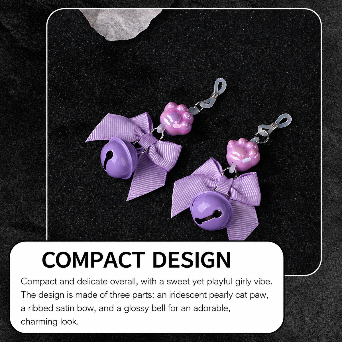 Cat Paw Bow Nipple Clamps with Bell Charms | Playful Sensual Breast Clips.
