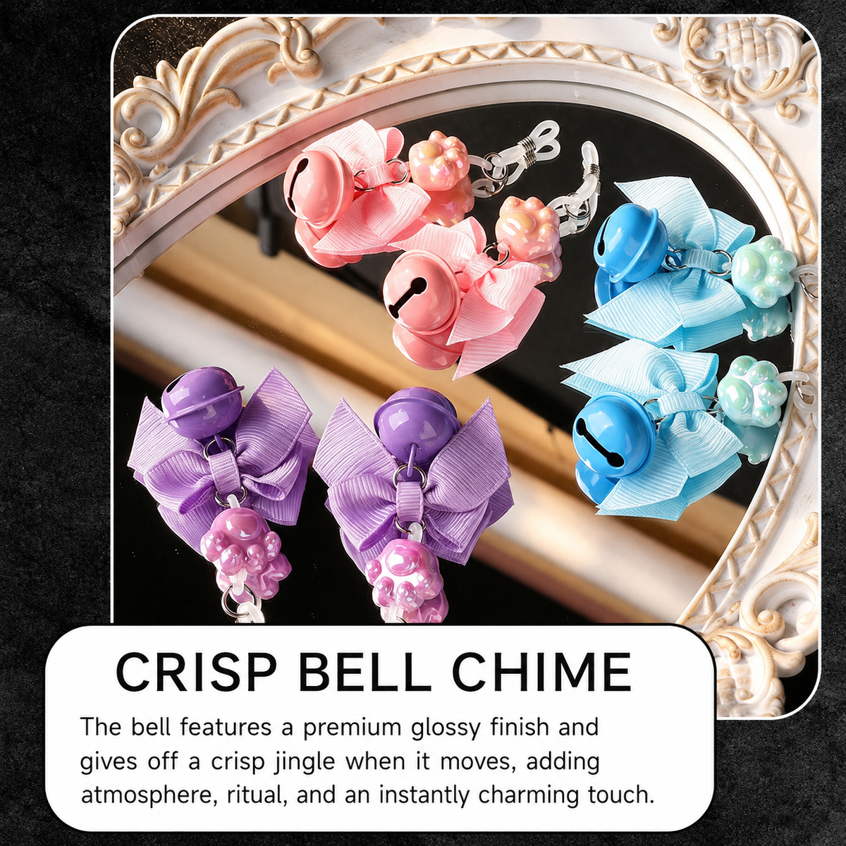 Cat Paw Bow Nipple Clamps with Bell Charms | Playful Sensual Breast Clips.