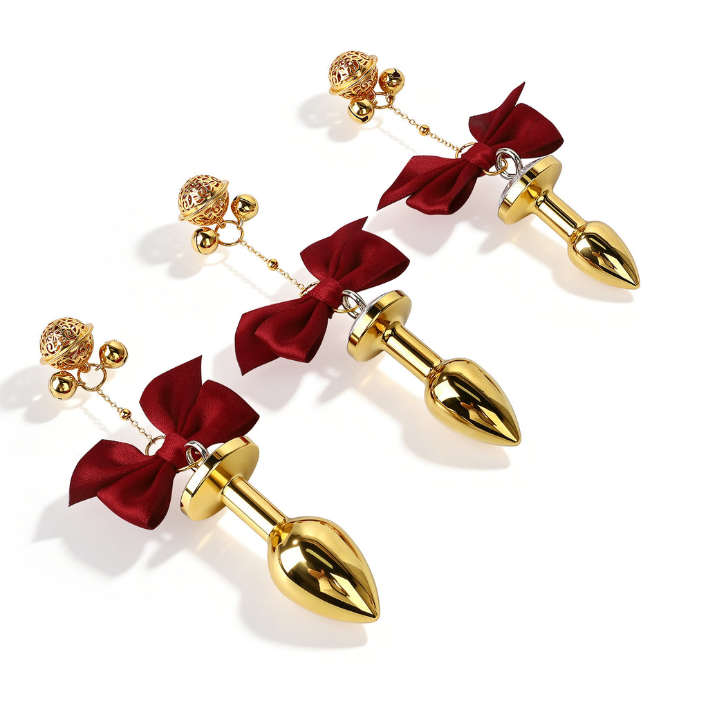 Title Bow Charm Tapered Butt Plug with Bell Pendant | Decorat