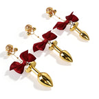 Title Bow Charm Tapered Butt Plug with Bell Pendant | Decorat