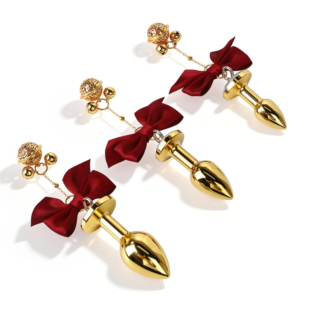 Title Bow Charm Tapered Butt Plug with Bell Pendant | Decorat