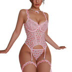 Private Invitation Cotton-Feel Cutout Garter Teddy Set.
