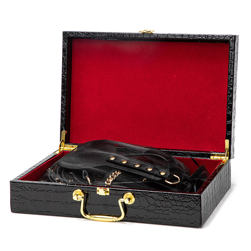 Midnight Temptation 8-Piece BDSM Kit | Genuine Leather Bondage Set for Couples Description