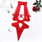 Midnight Temptation Strappy Open-Cup Bodysuit – Underwire Cutout Lingerie with Choker Neck & Cross-Waist Design